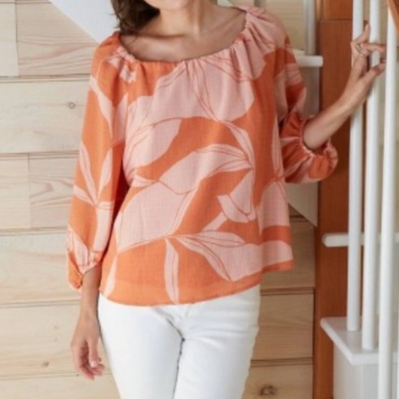a new day Tops - Women's Floral Print Long Sleeve Chiffon Blouse